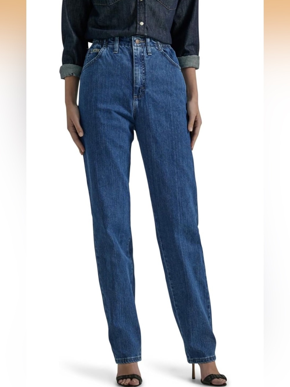 LEE Women's Relaxed-Fit Side Elastic Tapered-Leg Jean 8  1158/bb10-1